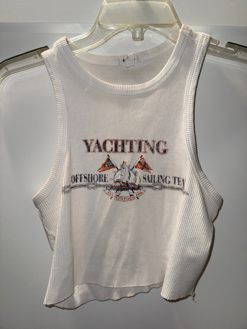 Garage White Ribbed Crew Neck Tank Top